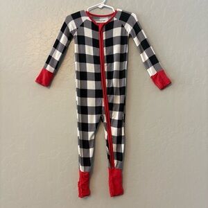Little sleepies black, white and red buffalo plaid zippy footie pajamas 12-18 mo